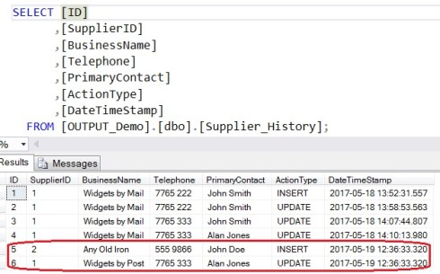 MERGE, OUTPUT and $Action | Notes on SQL