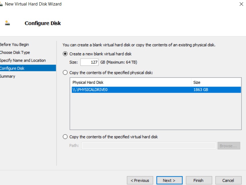 Specify GB for New Drive