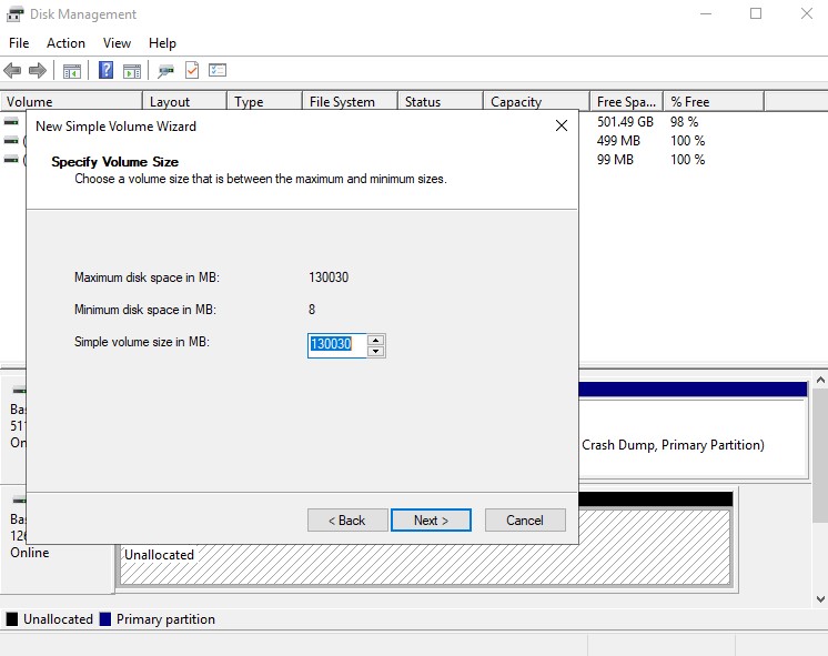 Allocate the Full Volume